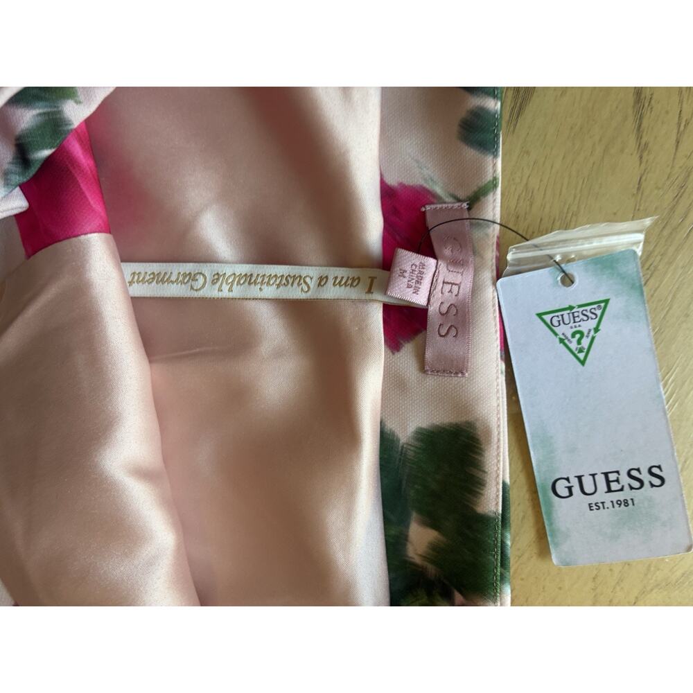 NEW GUESS Mini Skirt M Pink Roses Ballet Soft Girl Romantic Regency Barbie Chic - Picture 8 of 16